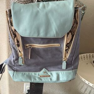 Kelly Wynne Aqua and Charcoal Backpack